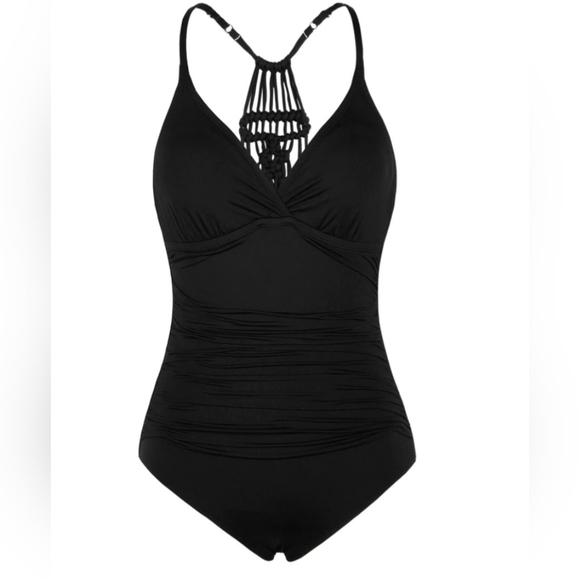 Hilor Women's Shirred Halter One Piece Swimsuit - Picture 1 of 7